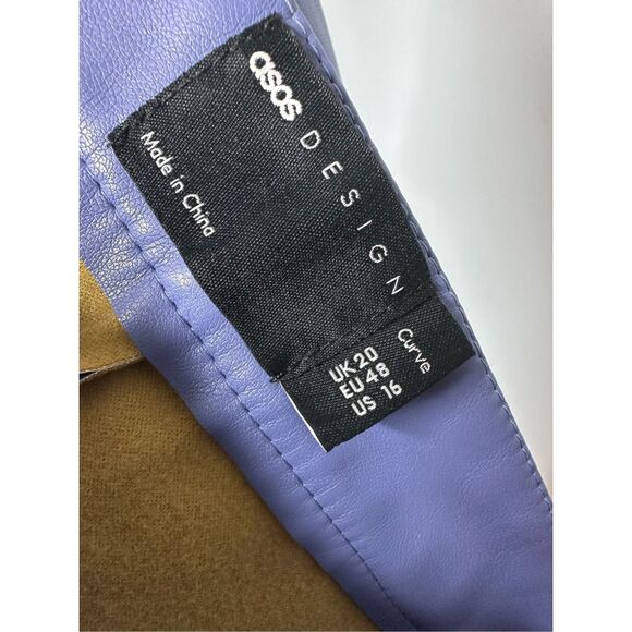 ASOS Curve New with tag leather look kickflare pants in lilac plus size 16 - Picture 6 of 7